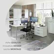 Eckschreibtisch >Santorin< in Weiß, Melamin - 180x77x160cm (BxHxT)