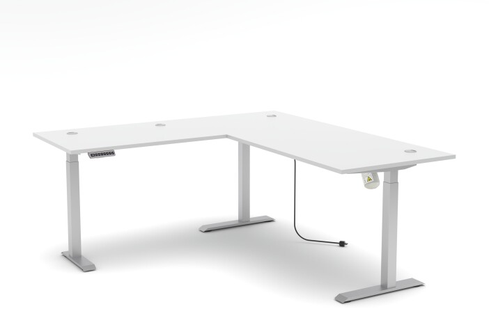 Eckschreibtisch >Santorin< höhenverstellbar, Weiß - 185x72x177cm (BxHxT)