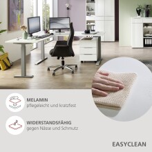 Eckschreibtisch >Santorin< höhenverstellbar, Weiß - 185x72x177cm (BxHxT)