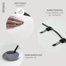 Eckschreibtisch >Santorin< höhenverstellbar, Weiß - 185x72x177cm (BxHxT)