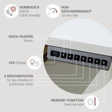 Eckschreibtisch >Santorin< höhenverstellbar, Weiß - 185x72x177cm (BxHxT)