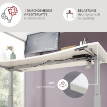Schreibtisch >Santorin< höhenverstellbar, Weiß - 160x72x77cm (BxHxT)