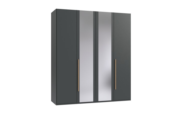 Drehtürenschrank >LONDON< in GRAFIT - SPIEGEL - 180x208x58cm (BxHxT)