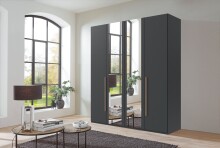 Drehtürenschrank >LONDON< in GRAFIT - SPIEGEL - 180x208x58cm (BxHxT)