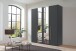 Drehtürenschrank >LONDON< in GRAFIT - SPIEGEL - 180x208x58cm (BxHxT)