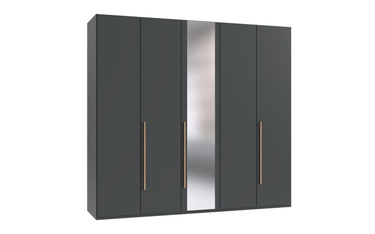 Drehtürenschrank >LONDON< in GRAFIT - SPIEGEL - 225x208x58cm (BxHxT)