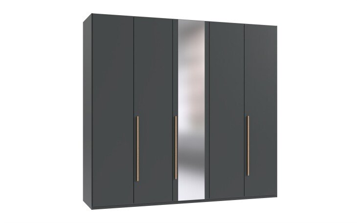 Drehtürenschrank >LONDON< in GRAFIT - SPIEGEL - 225x208x58cm (BxHxT)