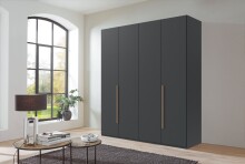 Drehtürenschrank >LONDON< inkl. Inneneinteilung, GRAFIT - 180x208x58cm (BxHxT)