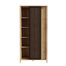 Drehtürenschrank >JYTANA< in Eiche Dekor / Schwarz - 97x200,3x52,7cm (BxHxT)