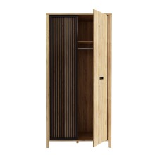 Drehtürenschrank >JYTANA< in Eiche Dekor / Schwarz - 97x200,3x52,7cm (BxHxT)