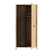 Drehtürenschrank >JYTANA< in Eiche Dekor / Schwarz - 97x200,3x52,7cm (BxHxT)
