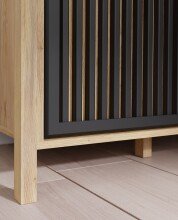 Drehtürenschrank >JYTANA< in Eiche Dekor / Schwarz - 97x200,3x52,7cm (BxHxT)