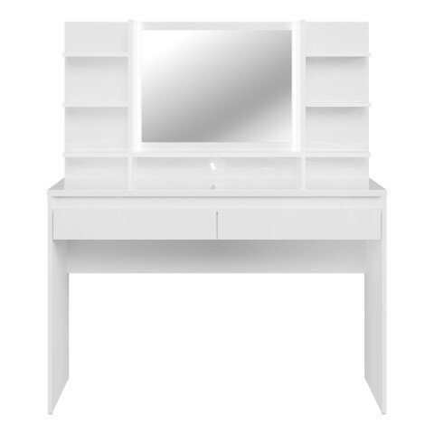 Schminktisch >LAYTON< in Weiss  / Weiss Glanz  - 120,1x141x42cm (BxHxT)