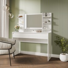 Schminktisch >LAYTON< in Weiss  / Weiss Glanz  -...