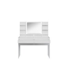 Schminktisch >LAYTON< in Weiss  / Weiss Glanz  - 120,1x141x42cm (BxHxT)