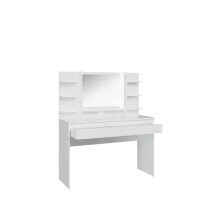 Schminktisch >LAYTON< in Weiss  / Weiss Glanz  - 120,1x141x42cm (BxHxT)