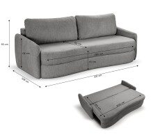 Schlafsofa >Diana< in grau, Strukturstoff - 231x93x108cm (BxHxT)