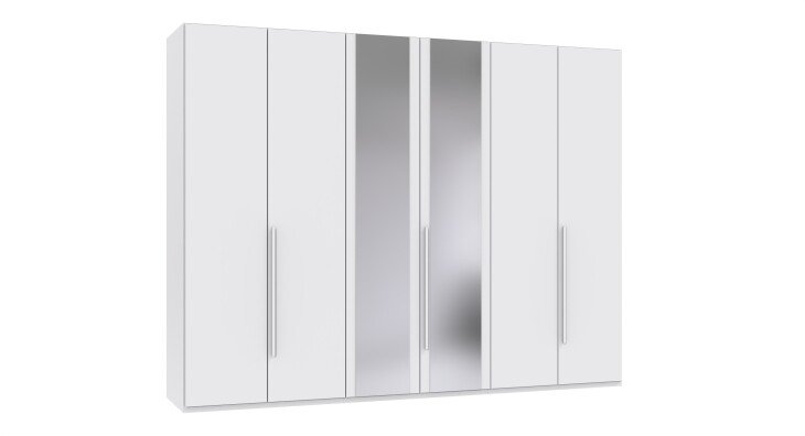 Drehtürenschrank >LONDON< inkl. Inneneinteilung, WEISS / SPIEGEL - 270x208x58cm (BxHxT)