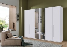 Drehtürenschrank >LONDON< inkl. Inneneinteilung, WEISS / SPIEGEL - 270x208x58cm (BxHxT)