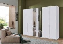 Drehtürenschrank >LONDON< inkl. Inneneinteilung, WEISS / SPIEGEL - 270x208x58cm (BxHxT)