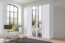 Drehtürenschrank >LONDON< inkl. Inneneinteilung, WEISS / SPIEGEL - 180x208x58cm (BxHxT)