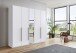 Drehtürenschrank >LONDON< inkl. Inneneinteilung, WEISS / SPIEGEL - 225x208x58cm (BxHxT)