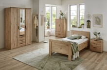 Drehtürenschrank >NADJA< inkl. Inneneinteilung, EICHE DEKOR / SPIEGEL - 135x208x58cm (BxHxT)