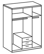 Drehtürenschrank >NADJA< inkl. Inneneinteilung, EICHE DEKOR / SPIEGEL - 135x208x58cm (BxHxT)