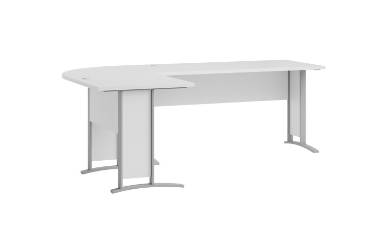 Eckschreibtisch >Clermont< in weiss Dekor, Holzwerkstoff - 220x73x170cm (BxHxT)