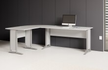 Eckschreibtisch >Clermont< in weiss Dekor, Holzwerkstoff - 220x73x170cm (BxHxT)