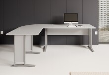 Eckschreibtisch >Clermont< in weiss Dekor, Holzwerkstoff - 220x73x170cm (BxHxT)