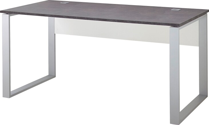 Schreibtisch >4150< in Weiß/Basalto-Dunkel - 158x75x79cm (BxHxT)