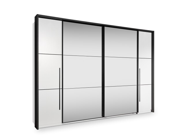 Dreh-/Schwebetürenschrank >Denver< (2-teilig) in Weiß / Graphit - 320,6x229,9x63 (BxHxT)