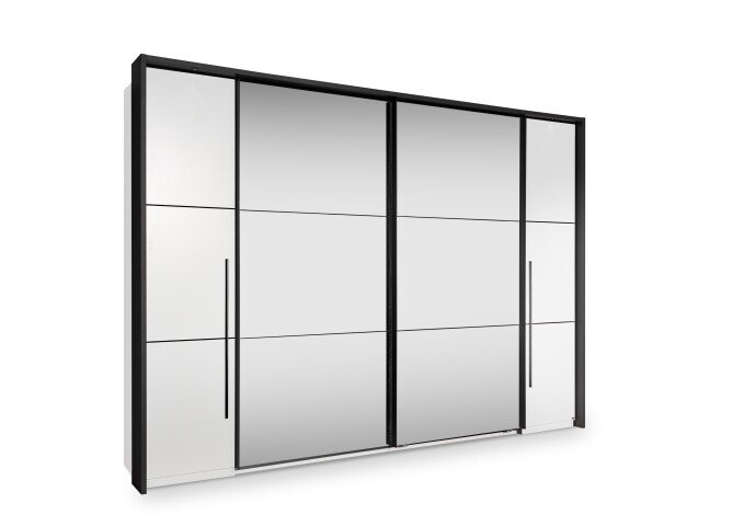 Dreh-/Schwebetürenschrank >Denver< (2-teilig) in Weiß / Graphit - 320,6x229,9x63 (BxHxT)