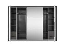 Dreh-/Schwebetürenschrank >Denver< (2-teilig) in Weiß / Graphit - 320,6x229,9x63 (BxHxT)