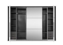 Dreh-/Schwebetürenschrank >Denver< (2-teilig) in Weiß / Graphit - 320,6x229,9x63 (BxHxT)