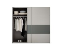 Schwebetürenschrank >MODESTE< (2-teilig) in hellgrau / salbei - 225x215x62cm (BxHxT)