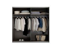 Schwebetürenschrank >MODESTE< (2-teilig) in hellgrau / salbei - 225x215x62cm (BxHxT)