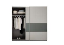 Schwebetürenschrank >MODESTE< (2-teilig) in hellgrau / salbei - 225x215x62cm (BxHxT)