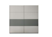 Schwebetürenschrank >MODESTE< (2-teilig) in hellgrau / salbei - 225x215x62cm (BxHxT)