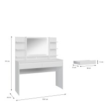 Schminktisch >LISSON< in Weiß inkl. Beleuchtung - 120x141x42cm (BxHxT)
