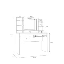 Schminktisch >LISSON< in Weiß inkl. Beleuchtung - 120x141x42cm (BxHxT)