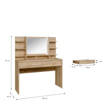 Schminktisch >LISSON< in Mauvella Eiche inkl. Beleuchtung - 120x141x42cm (BxHxT)