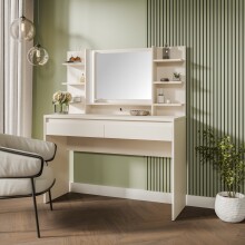 Schminktisch >LISSON< in Sand inkl. Beleuchtung -...