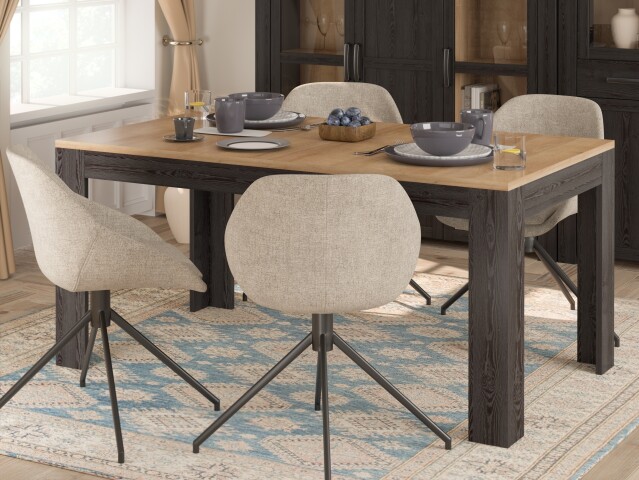 Esstisch >BOHOL< ausziehbar in Riviera Eiche / Cabezone - 160x78,2x90,2cm (BxHxT)