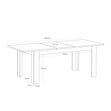 Esstisch >BOHOL< ausziehbar in Riviera Eiche / Cabezone - 160x78,2x90,2cm (BxHxT)