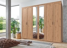 Drehtürenschrank >NADJA< in ARTISAN EICHE DEKOR / SPIEGEL - 270x208x58cm (BxHxT)
