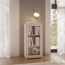 Vitrine >ALICE SPRINGS< in Sand / Glas - 49,8x99,1x34,9cm (BxHxT)