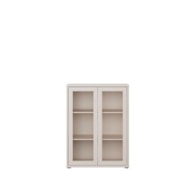 Vitrine >ALICE SPRINGS< in Sand / Glas - 74,5x99,1x34,9cm (BxHxT)
