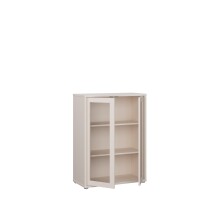 Vitrine >ALICE SPRINGS< in Sand / Glas - 74,5x99,1x34,9cm (BxHxT)